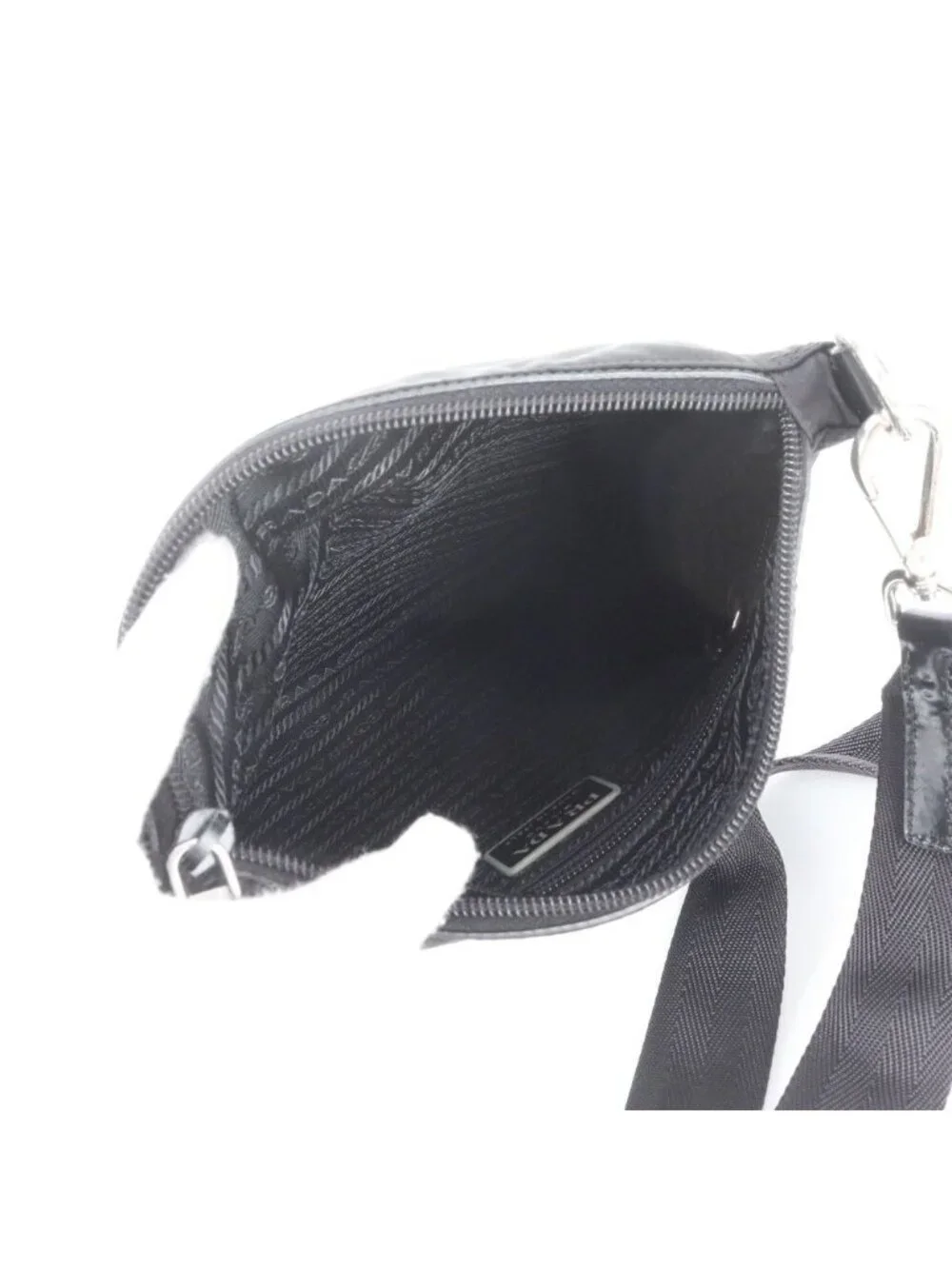 Prada White Tag Tessuto Nylon Triangle Logo Leather Shoulder Bag Crossbody